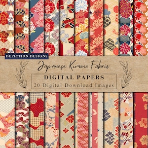 Japanese Kimono Fabric Texture Origami Paper DIY Pattern Printable Scrapbooking Digital Paper Fashion Design Pattern for Patchwork Quilting