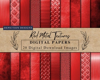 Rode metalen texturen digitaal papier geborsteld metaal rood gestructureerde achtergronden rode metallics afdrukbaar plakboek papier downloaden commercieel gebruik