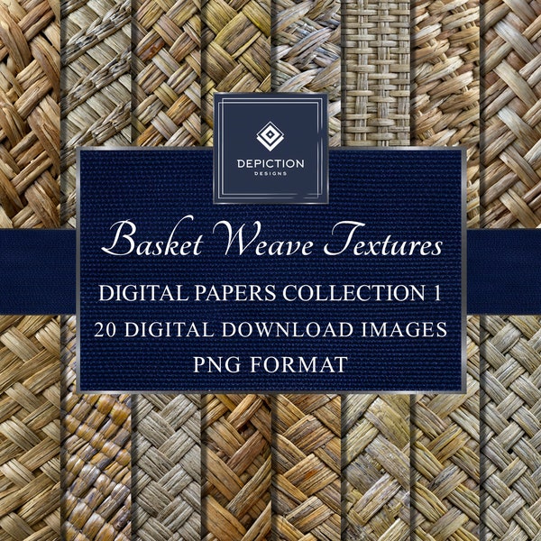 Basket Weave Textures digital papers woven wood patterns printable craft papers Wicker texture Herringbone Textile weave commercial use