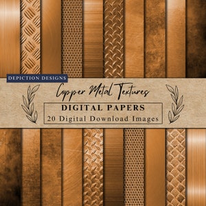 Copper Metal Textures Digital Papers Collection Instant Download Printable Scrapbook Paper Brushed Metal Backgrounds Copper Commercial Use