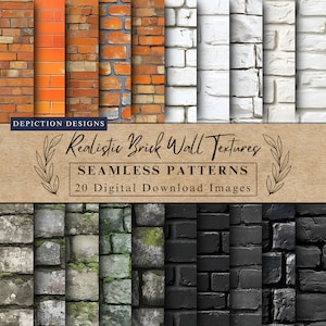 Brick Seamless Patterns Grunge Stone Wall Backdrops Natural Stone Brick Texture Printable Paper Patterns for Art Activity Brick DIY Pattern