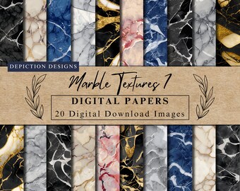 Colección de papeles digitales de texturas de mármol 7, descarga instantánea, imprimibles de textura de mármol de alta resolución, patrón, artesanía de bricolaje, uso comercial