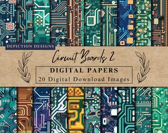 Circuit Boards Digital Papers Collection 2, Instant Download, Tech-Inspired Scrapbooking Paper, Printable Papers, Commercial Use