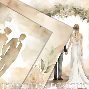 Watercolour Wedding Digital Papers Wedding Scrapbook Kit Printable ...