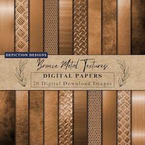 Bronze Metal Textures Digital Papers Collection Instant Download Printable Scrapbook Paper Brushed Metal Backgrounds Bronze Commercial Use