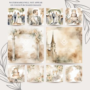 Watercolour Wedding Digital Papers Wedding Scrapbook Kit Printable ...