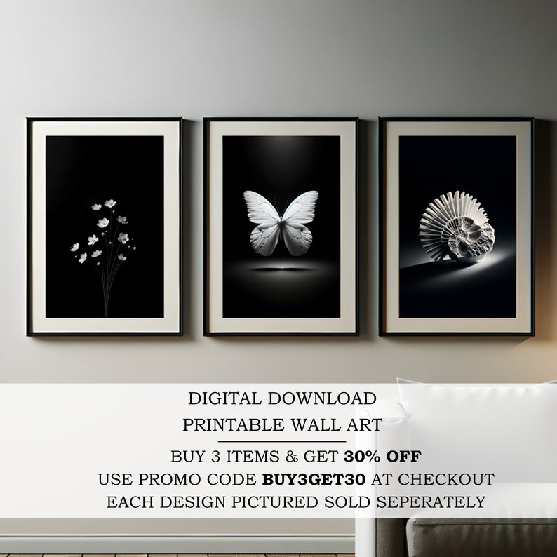 Black &amp; White Minimalist Printable Wall Art, Ocean Wave 2, Instant ...