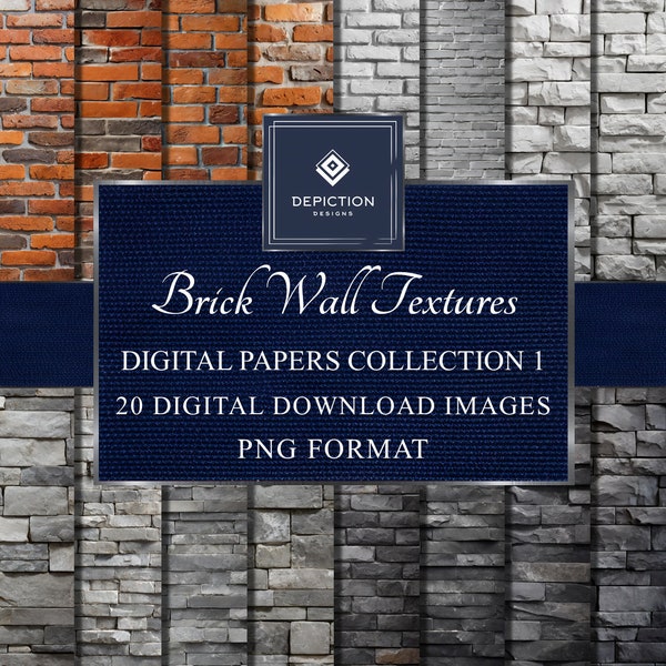 Realistic brick wall textures digital papers grunge stone wall backdrops natural stone brick texture printable paper patterns commercial use