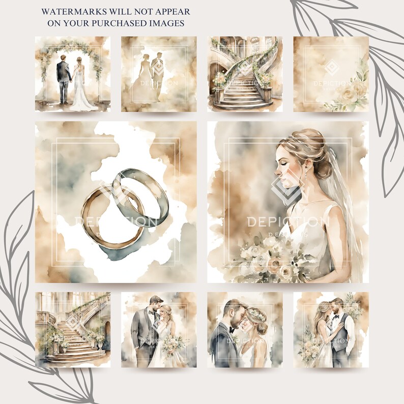 Watercolour Wedding Digital Papers Wedding Scrapbook Kit Printable ...