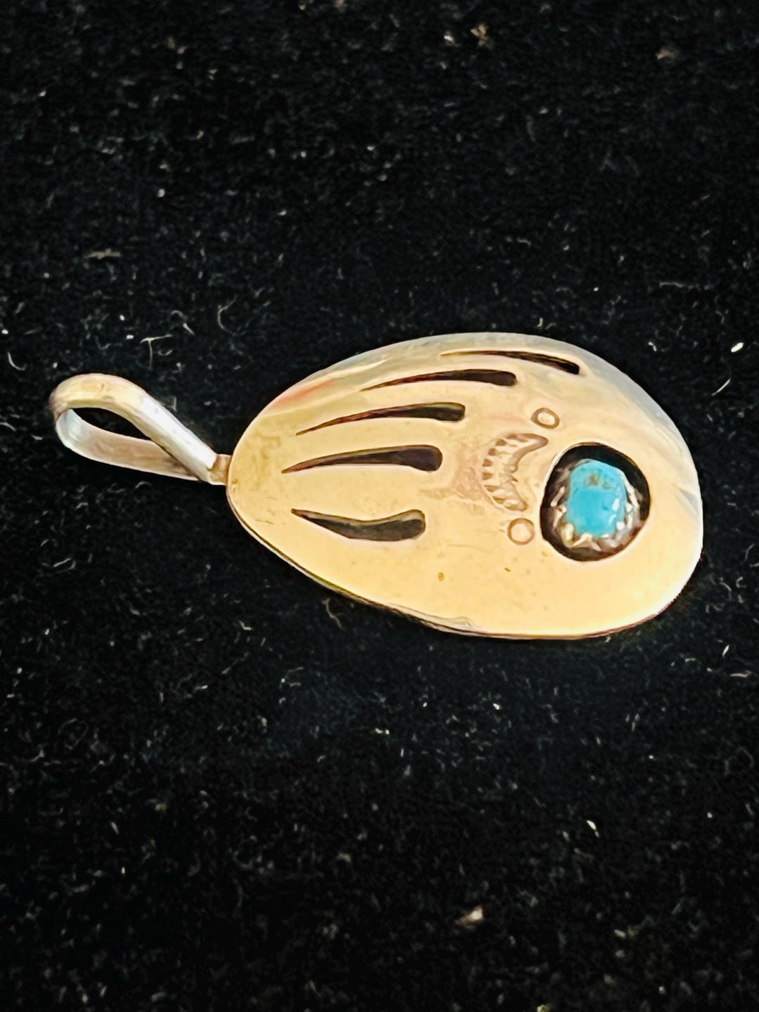 Navajo Indian Sterling Silver & Turquoise Bear Paw Pendant Signed - Etsy