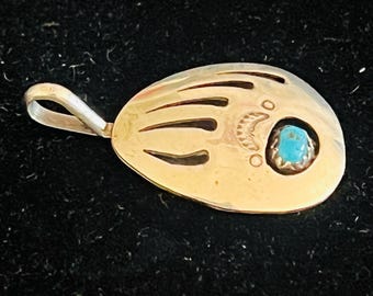 Vintage 925 Sterling Silver Blue Turquoise Navajo Native American Bear ...