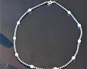 Navajo pearls sterling, silver with white pearls necklace