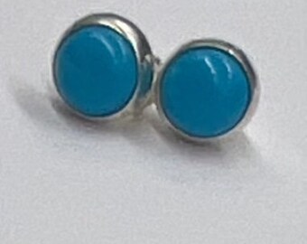 Navajo Handmade Turquoise Sterling Silver Stud Post Earrings