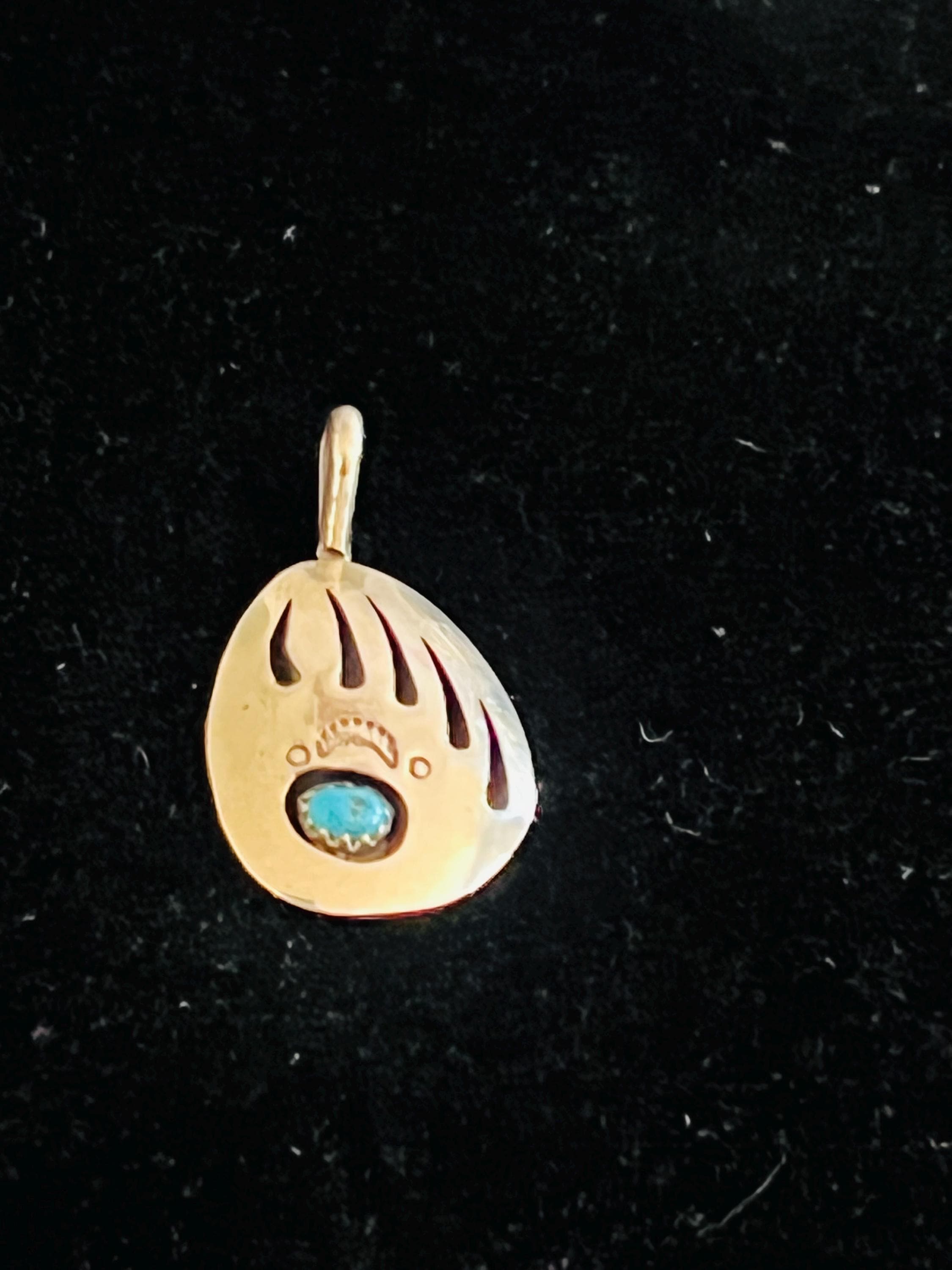 Navajo Indian Sterling Silver & Turquoise Bear Paw Pendant Signed - Etsy