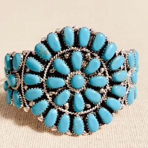 Vintage Navajo Cluster Sterling Silber Türkis Armreif
