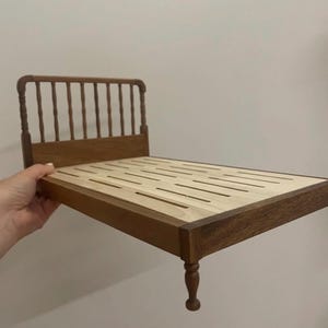 1/6 Skala Puppenhaus Möbel Massivholz Bett, Miniatur Puppen Möbel