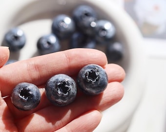 Handmade Faux Blueberry Magnet Home Decor for Kitchen (Set of 3), Table Display, Gift For Fruit Lover