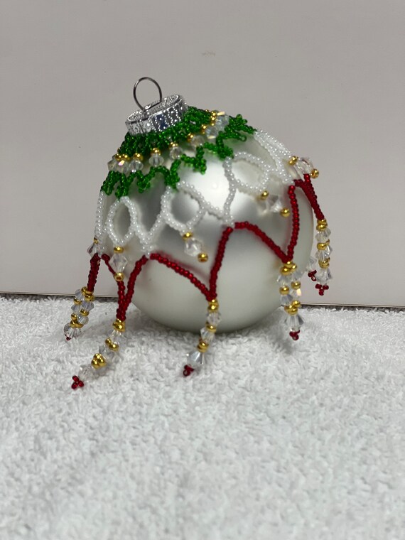 Hand beaded on sale christmas ornaments