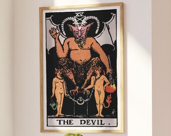 The Devil tarot card printables vintage major arcana tarot wall art witchy gifts eclectic spiritual prints mystical aesthetic home decor