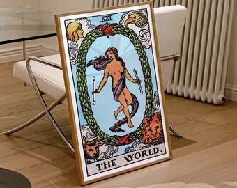 The World tarot card printables vintage major arcana tarot wall art witchy gifts eclectic spiritual prints mystical aesthetic home decor