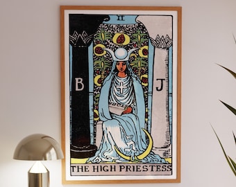 The High Priestess tarot card printables vintage major arcana tarot wall art witchy gifts eclectic spiritual prints aesthetic home decor
