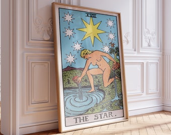 The Star tarot card printables vintage major arcana tarot wall art witchy gifts eclectic spiritual prints mystical aesthetic home decor