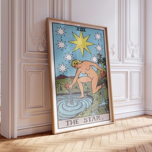 The Star tarot card printables vintage major arcana tarot wall art witchy gifts eclectic spiritual prints mystical aesthetic home decor