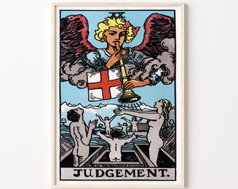 Judgement tarot card printables vintage major arcana tarot wall art witchy gifts eclectic spiritual prints mystical aesthetic home decor