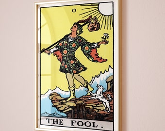 the fool print tarot card printables vintage major arcana tarot wall art  eclectic spiritual prints witchy gifts aesthetic home decor