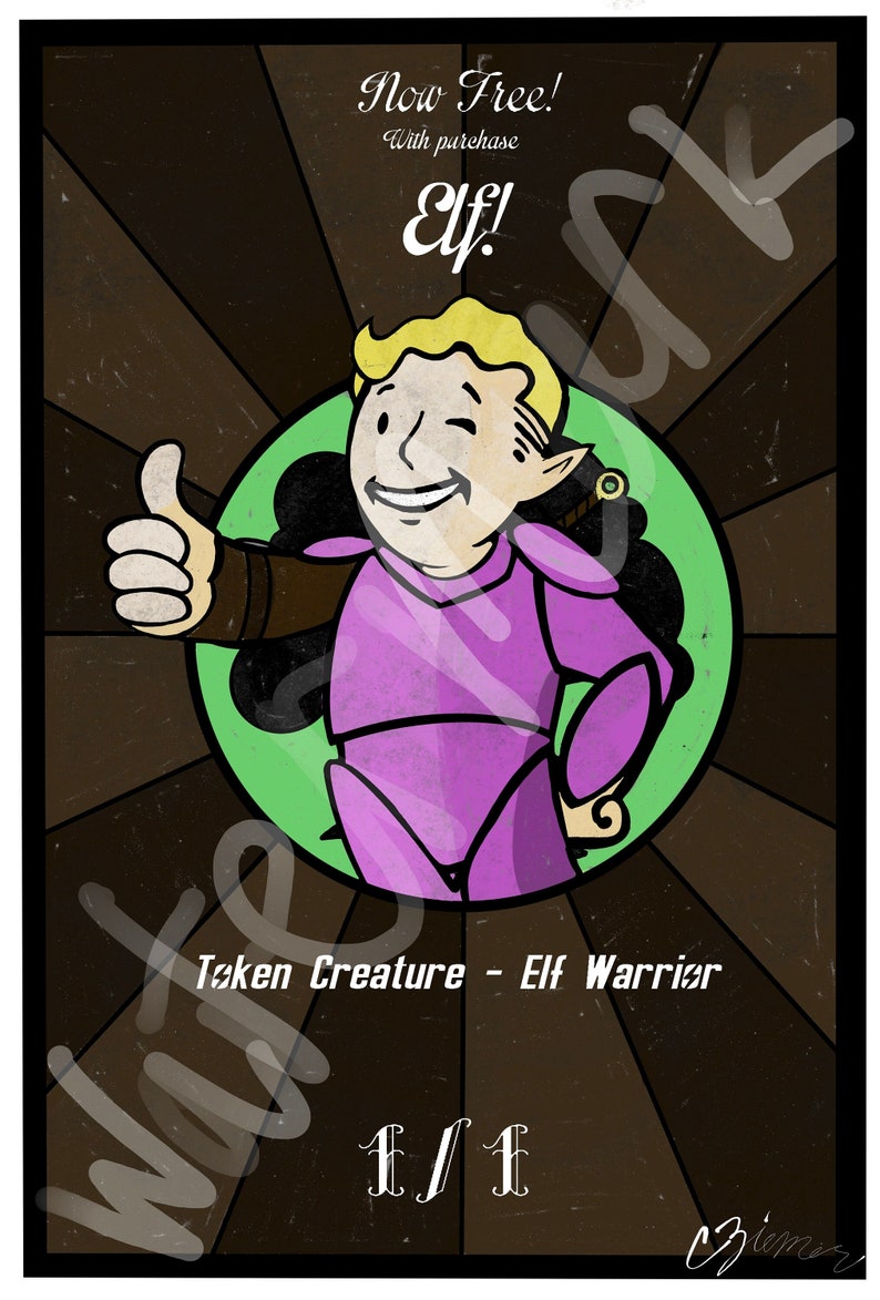 Magic The Gathering Custom Elf Token image 1