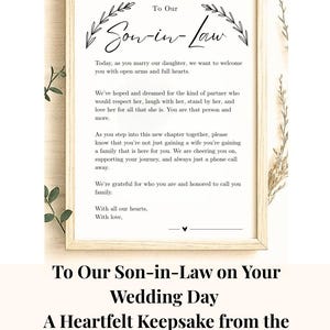 Letter to Groom from Bride’s Parents | Wedding Day Keepsake Gift for Son-in-Law | | Welcoming Message Printable | Sentimental Wedding Gift