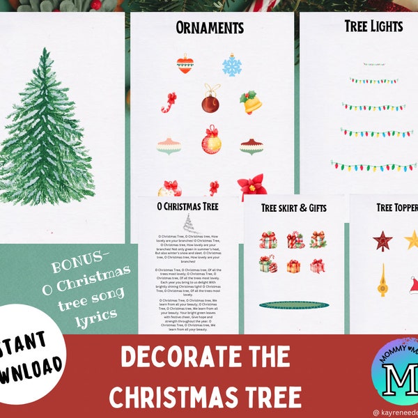 Decorate the Christmas Tree, Preschool Printable, Christmas Printable, Preschool, Homeschool, Preschool Activity, Christmas Preschool