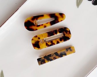 THREE-PACK Tortoise Shell Hair Clips | hair pin, hair barrette, bobby pin