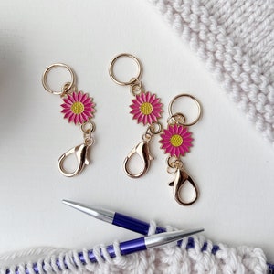 Pink Flower Stitch Markers with a Lobster Clasp *Set of 3*