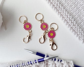 Pink Flower Stitch Markers with a Lobster Clasp *Set of 3*