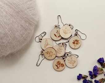 Flower Print Wooden Stitch Markers