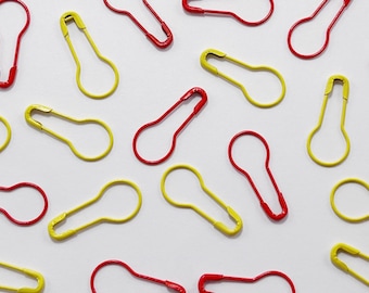 20pcs Gourd Pin Stitch Markers - Red & Yellow Mix