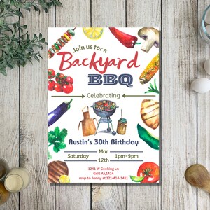 Backyard BBQ Birthday Invitation: Editable Adult Party (Digital)