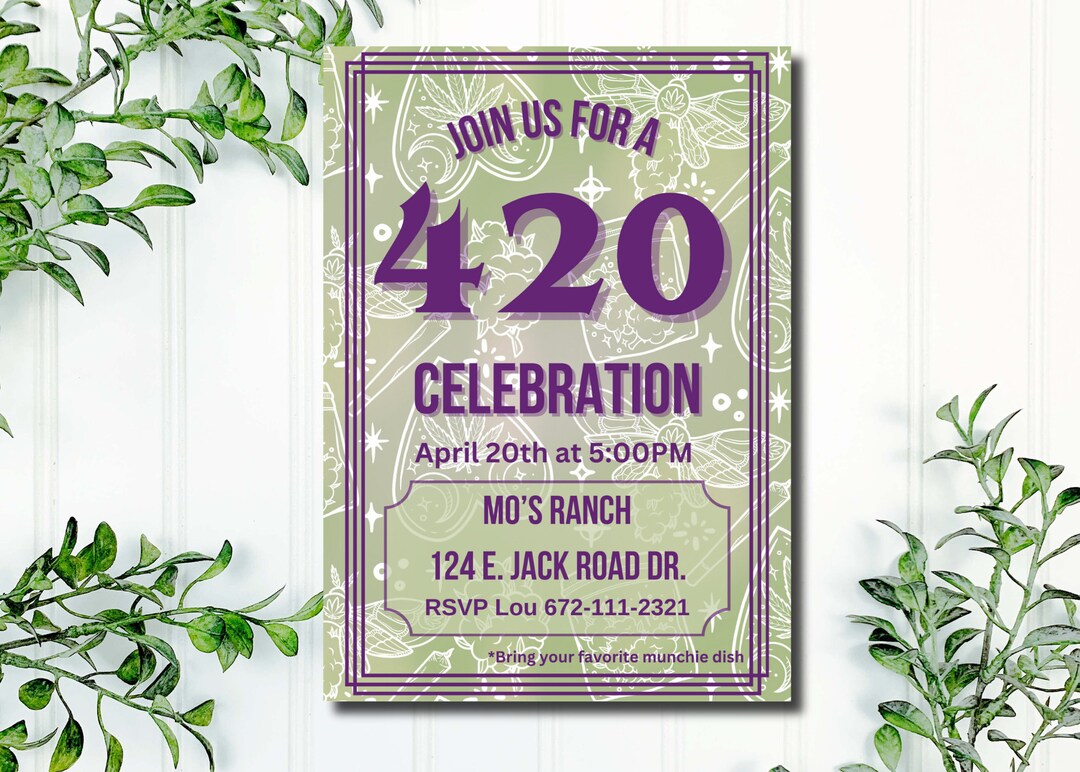 420 Party Digital Invitation – Editable Canva Template - Etsy