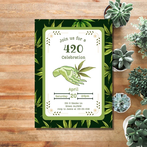 420 Party Invite - 420 Invite - Marijuana Digital Invite - Weed Party - Cannabis Party - Weed Birthday Party - Birthday Invite - Editable