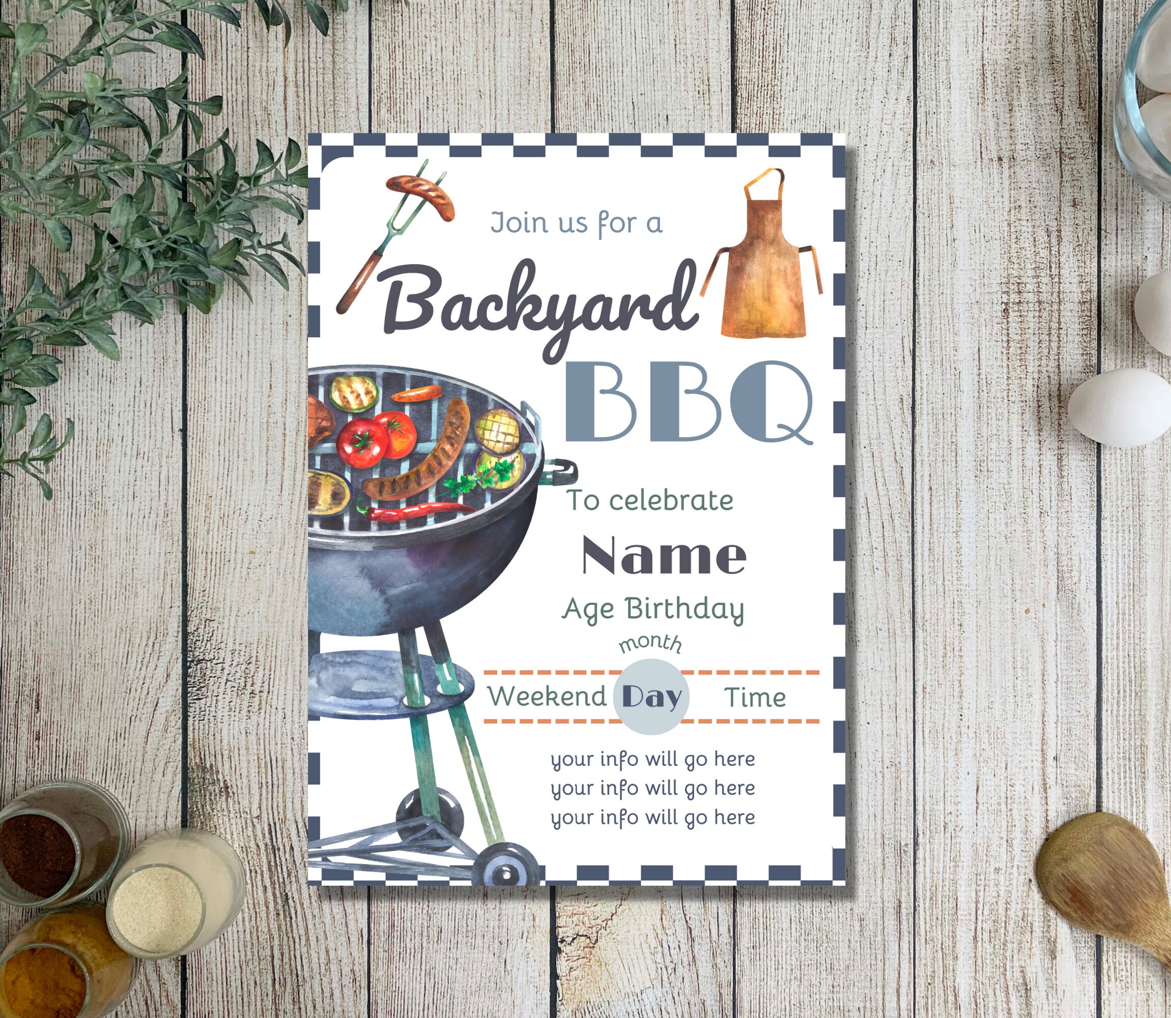 Backyard Bbq Party Invitation - Backyard Bbq Birthday Party Digital ...