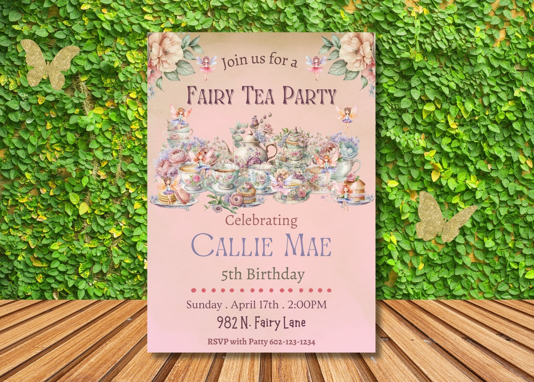 Fairy Tea Party Digital Invitation Tea Party Invitation Fairy