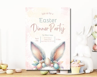 Easter Dinner Party Invitation - Easter Party - Easter Invitation - Easter Sunday - Easter Brunch Invitation - Editable Template