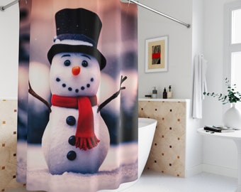 Freundlicher Schneemann-Duschvorhang aus Polyester