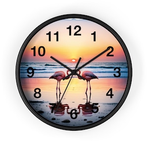 Flamingo Wall Clock | Tropical Bird Home Decor, Pink Flamingo Clock