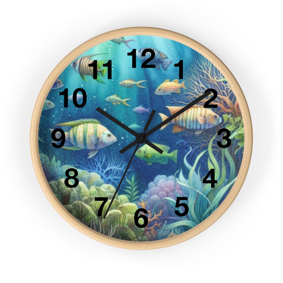 Underwater Coral Reef Fish Wall Clock | Ocean Sea Life Nautical Decor ...