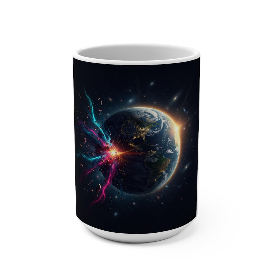 Exploding Earth Cosmic Illustration Mug | Space Explosion 15oz - Etsy