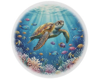 Turtle Area Rug Round Rug | Sea Turtle Nursery Decor, Ocean Animal Floor Mat