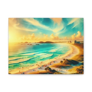 Canvas Print Beach Sunset Wall Art – Ocean Decor, Coastal Landscape Painting, Tropical Seascape Poster, Home Office Wall Decor