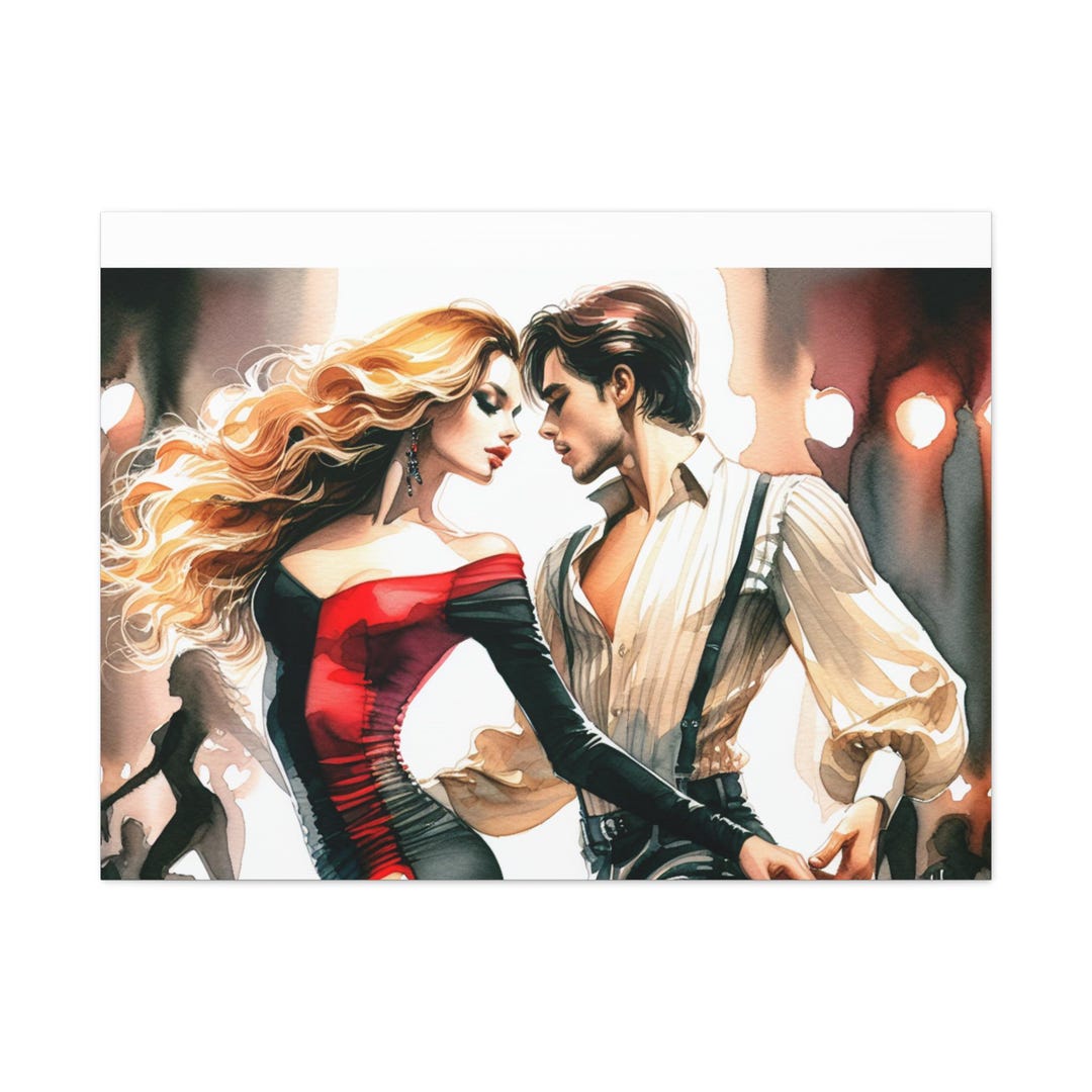 Romantic Couple Dance Canvas Wall Art – Passionate Love Print ...